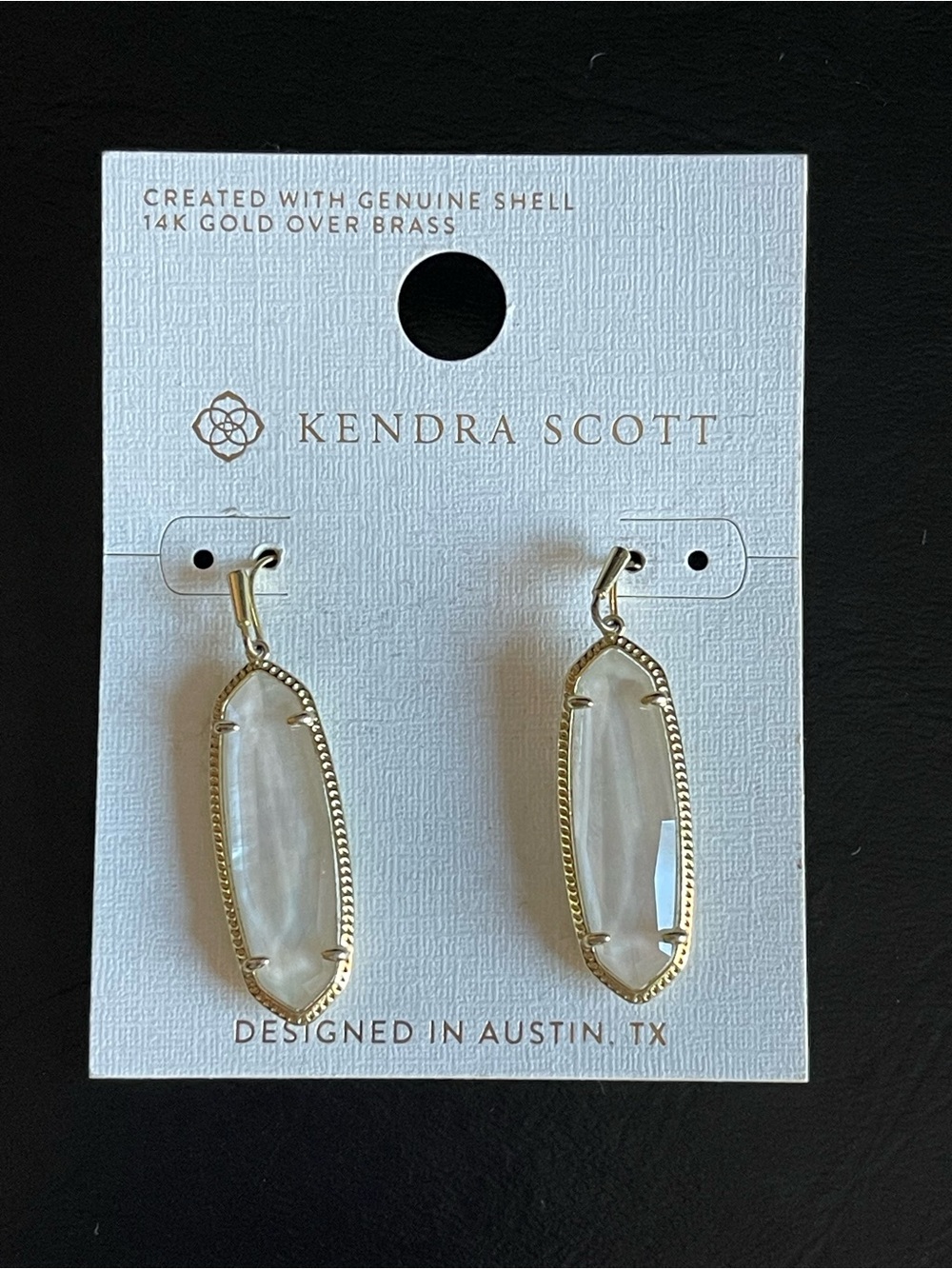 Kendra Scott Rayne Gold Drop Earrings with White Shell - Picture 2 of 8